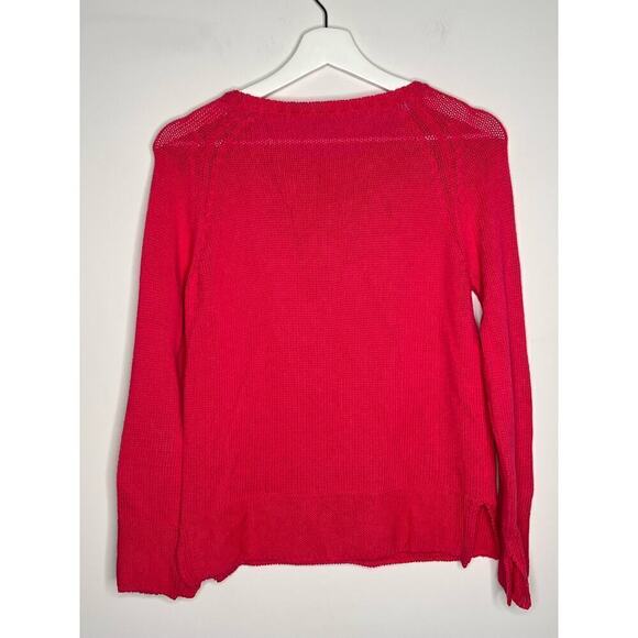 Amina Rubinacci Open Knit Long Sleeve Sweater Cotton Fuchsia Pink Womens Size 38 - Picture 2 of 7